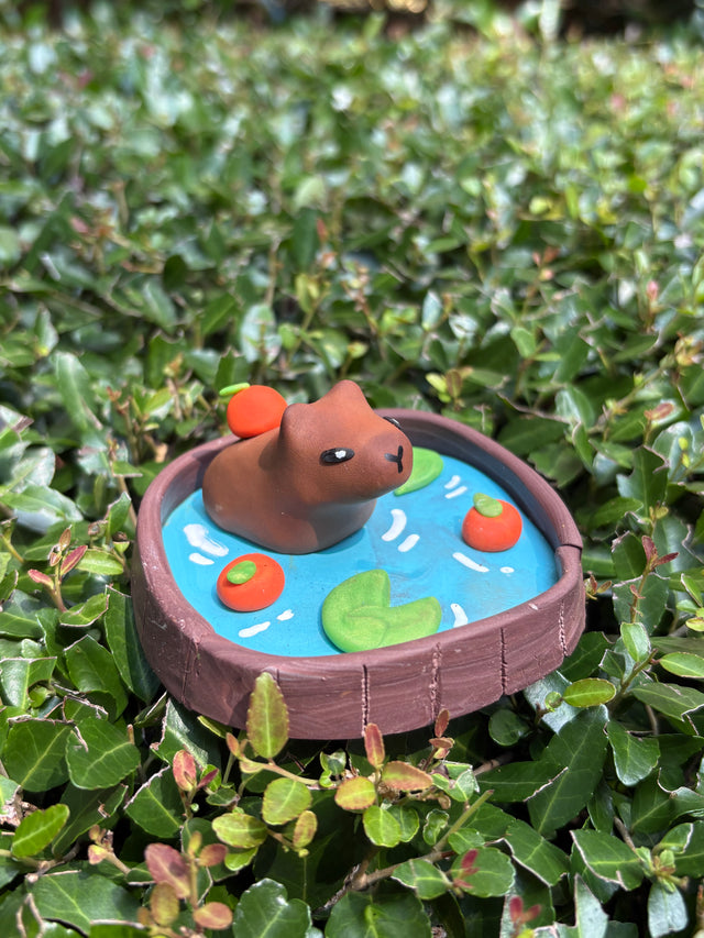 Polymer Clay Capybara Trinket Tray with Sad Frog and Tifffnay 09/21