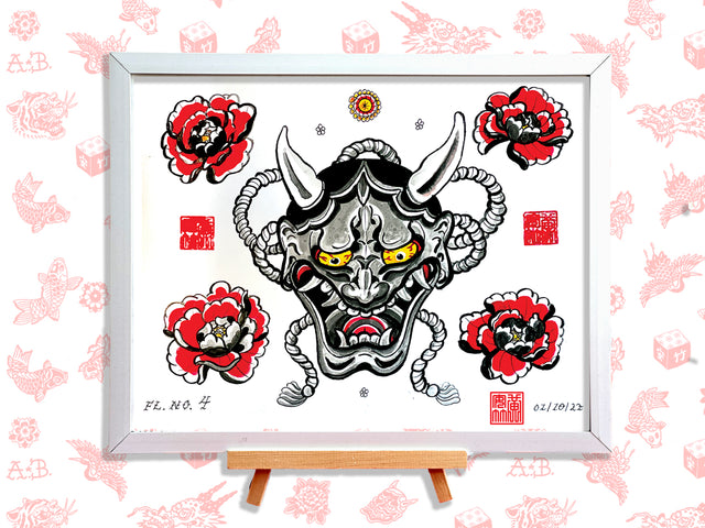 Hannya & Peony Flash Print