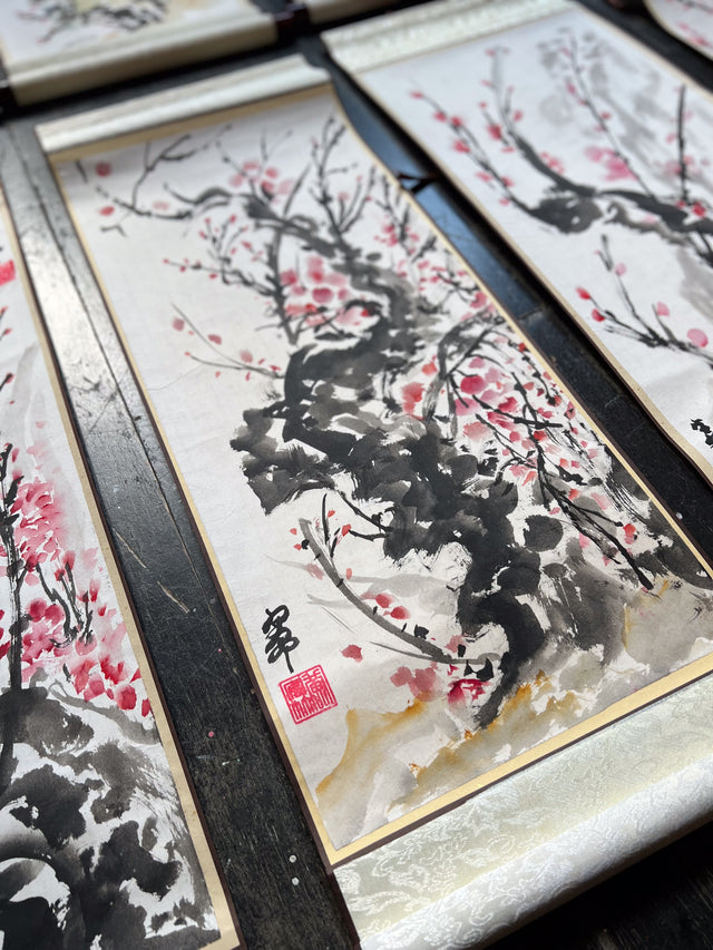 "Sakura 3" Scroll on Rice Paper