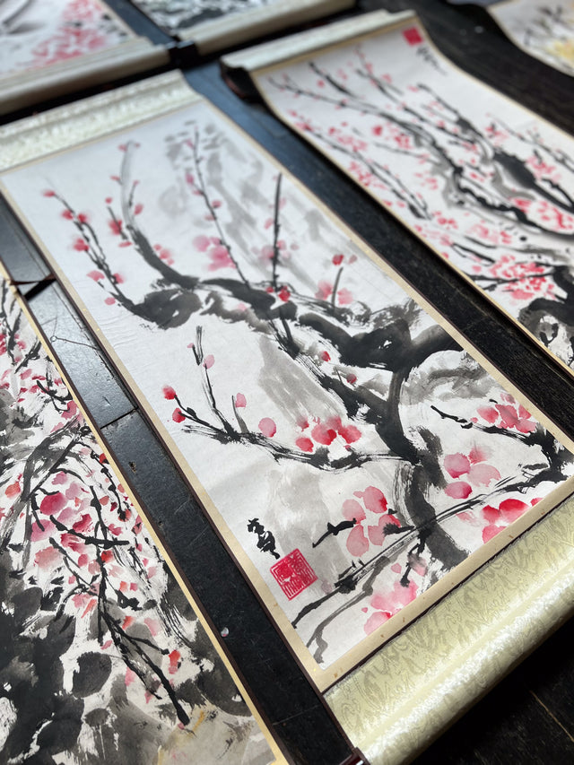 "Sakura 2" Scroll on Rice Paper