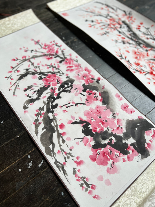 "Sakura 6" Scroll on Rice Paper