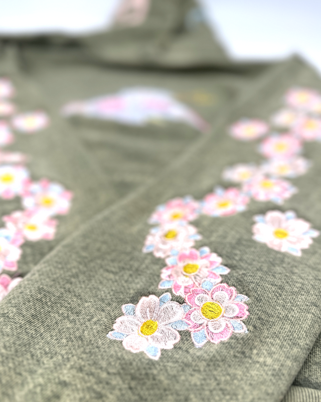 Matcha Blossom Embroidered Heavyweight Hoodie
