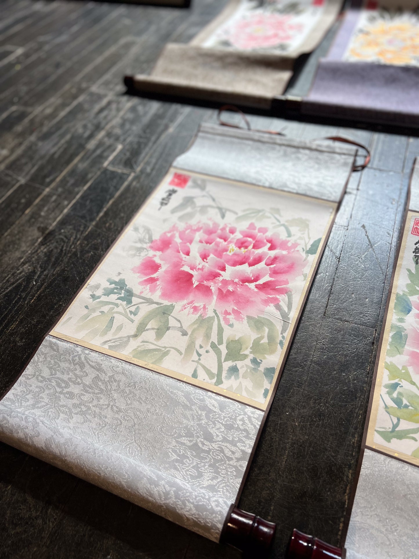 "April Blooms 2" Scroll on Rice Paper