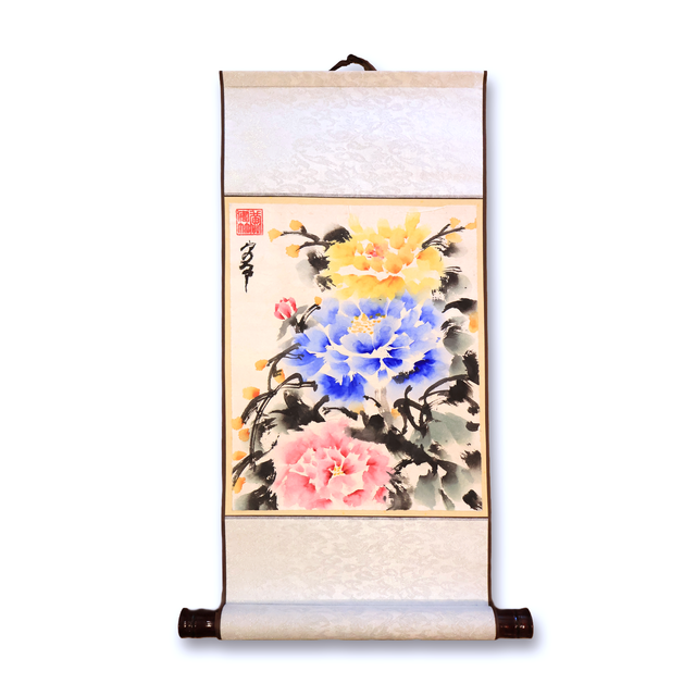 "April Blooms 3" Scroll on Rice Paper