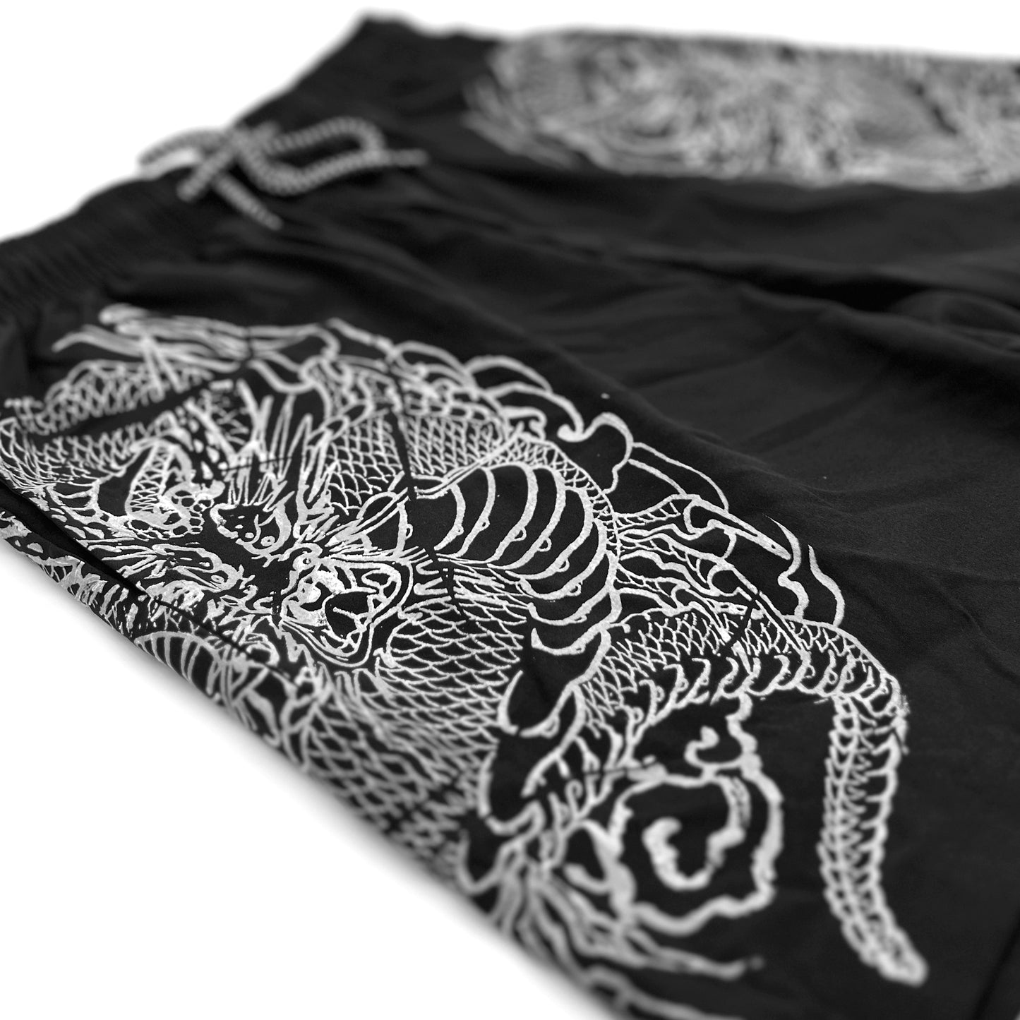 Blooms Black Screenprinted Shorts