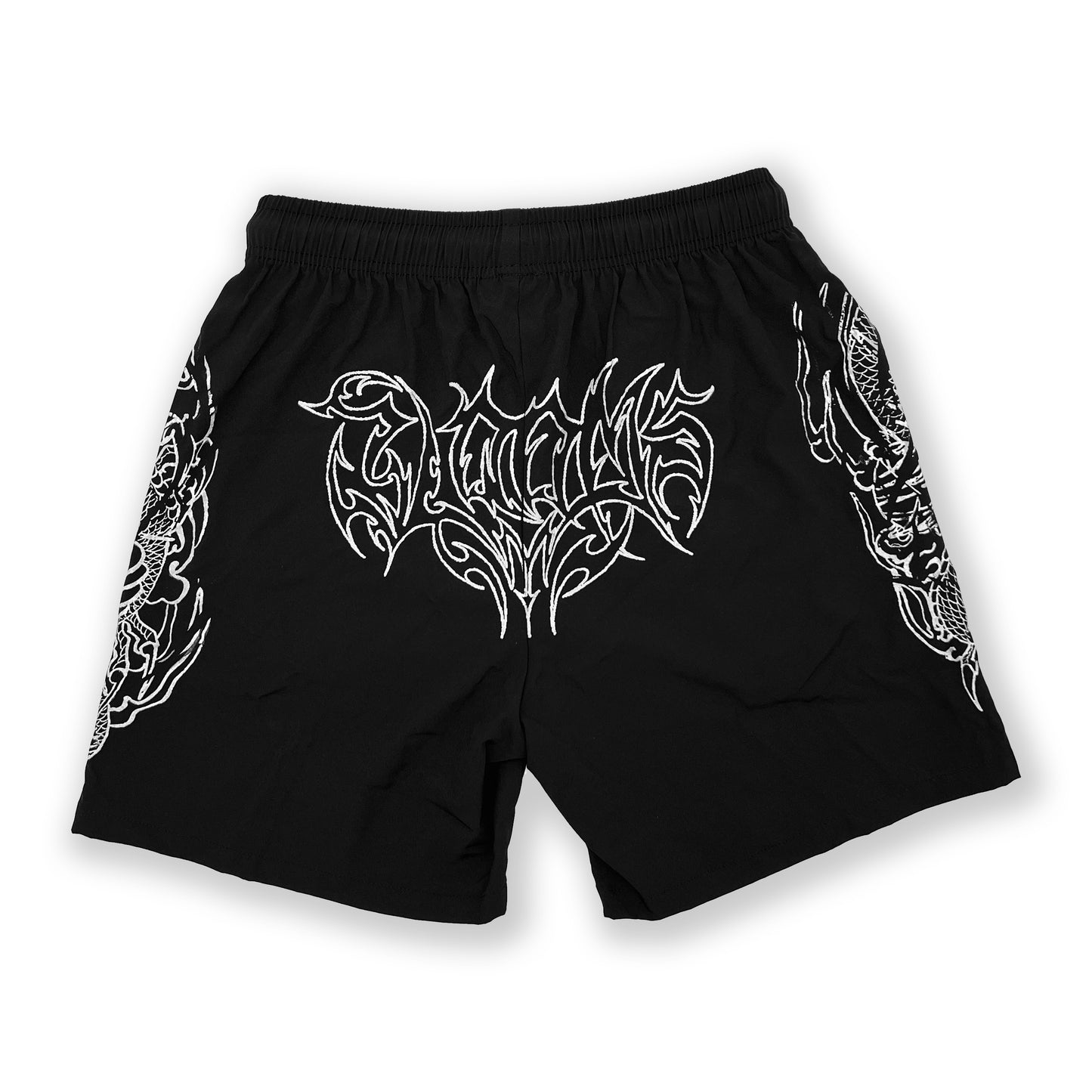 Blooms Black Screenprinted Shorts