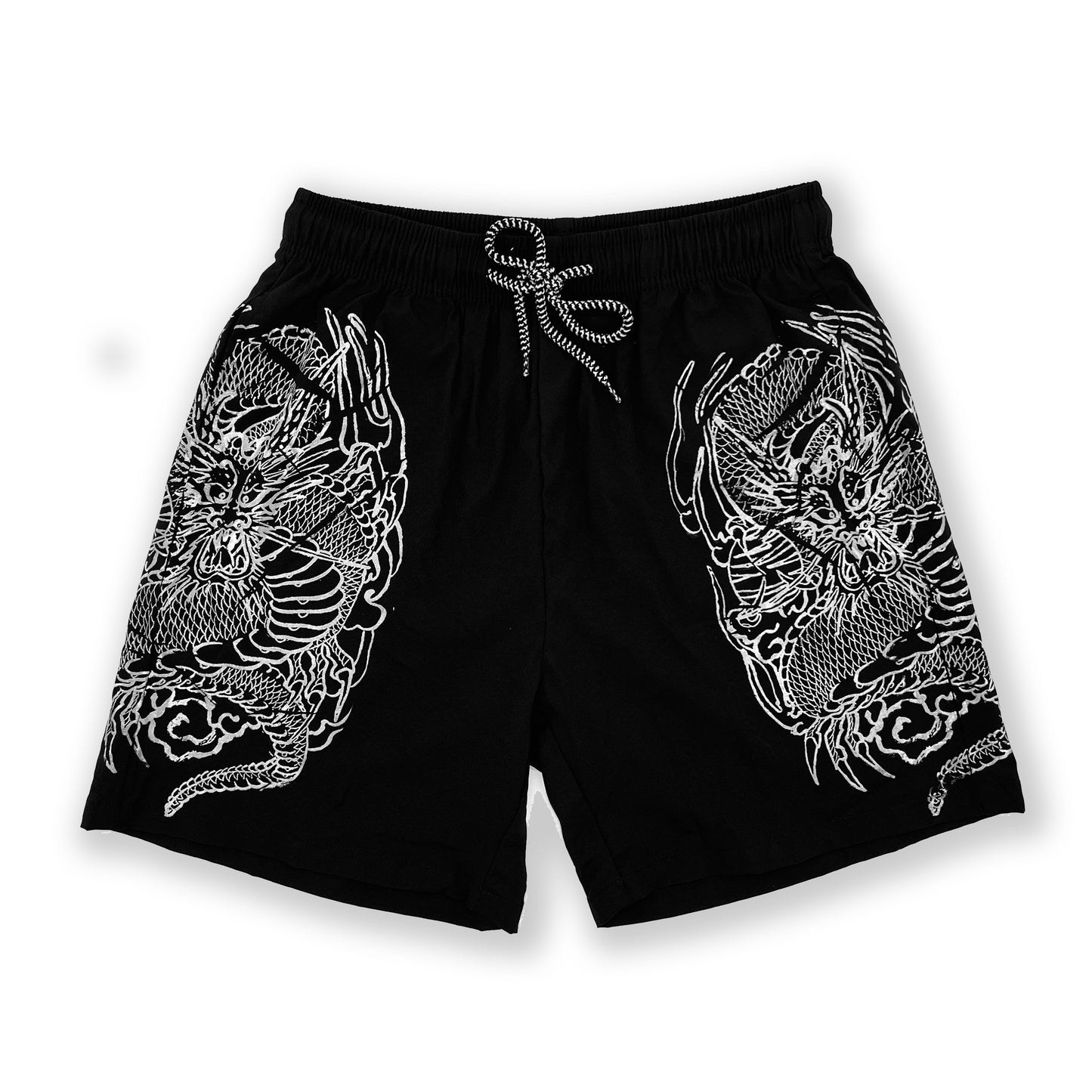 Blooms Black Screenprinted Shorts