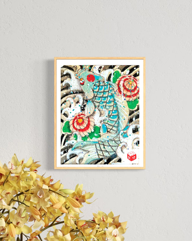 "Blue Koi" - Holographic Fine Art Print
