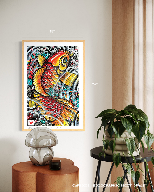 "Cafe Koi" - Holographic Fine Art Print