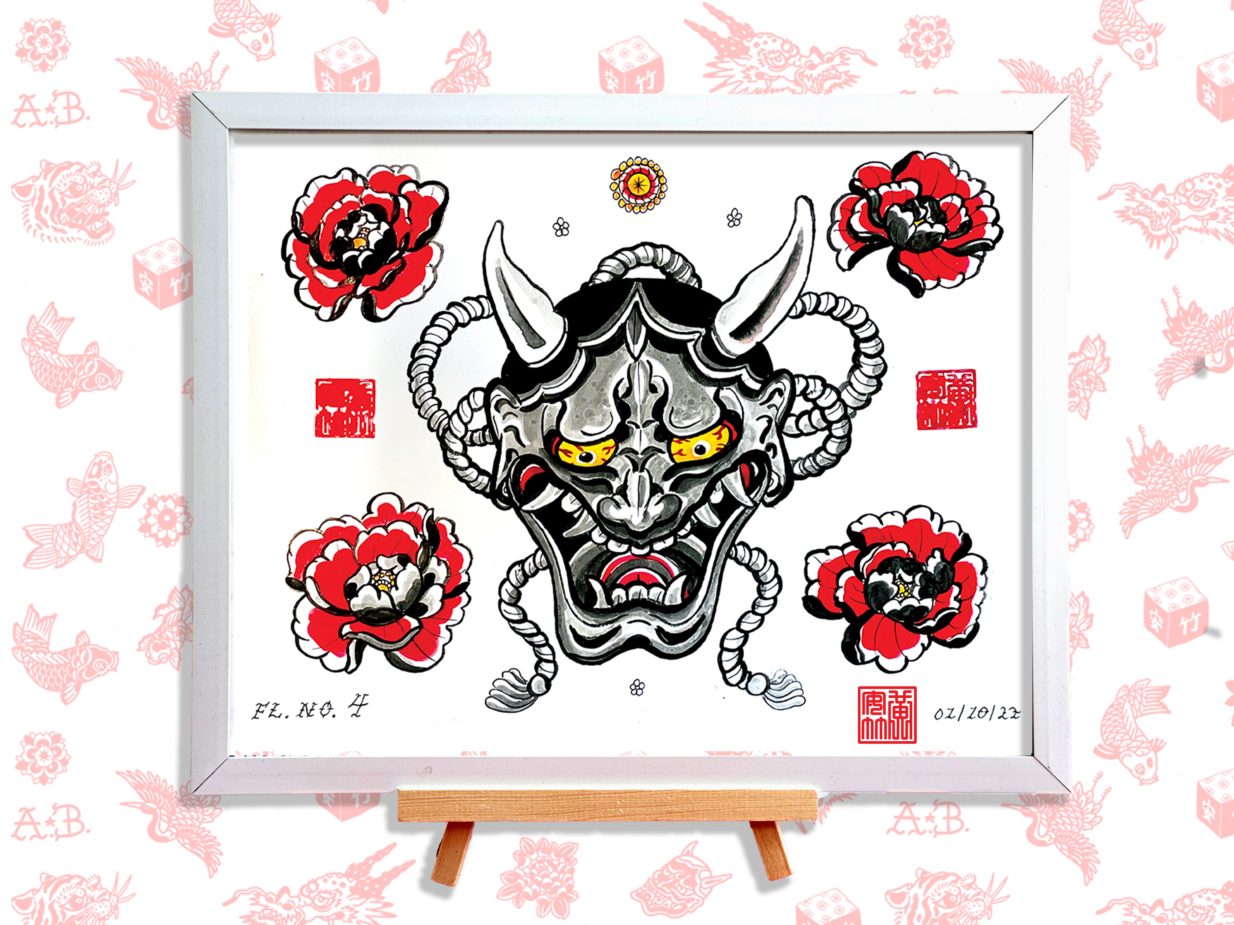 Hannya & Peony Flash Print