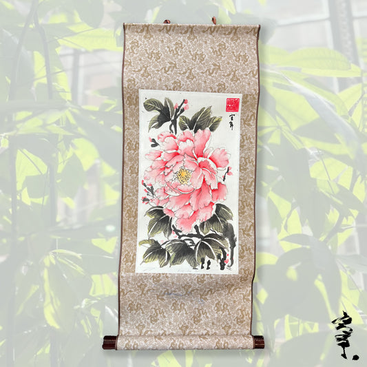"Peony From Paris 1" Scroll on Rice Paper