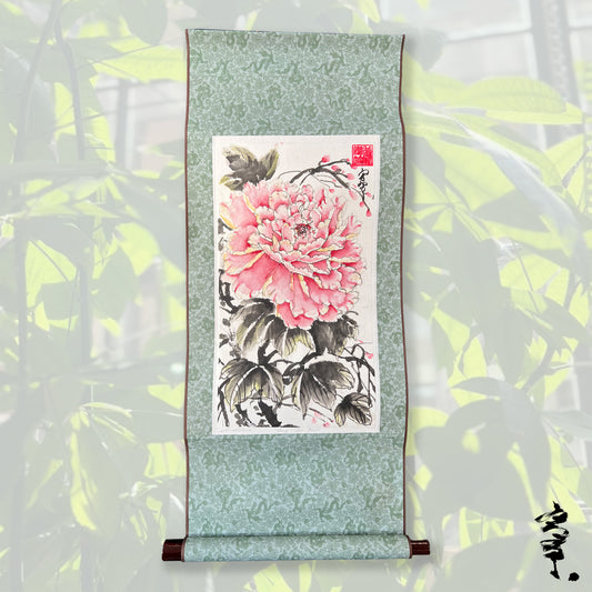 "Peony From Paris 3" Scroll on Rice Paper