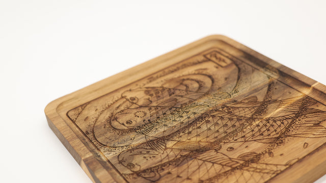 Three Koi - Wood Tray