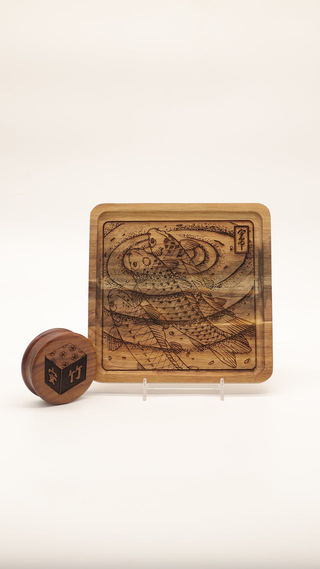 Three Koi - Wood Tray