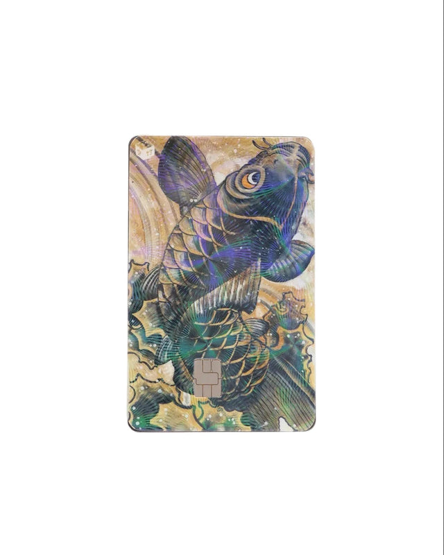 "Black Koi" - Holographic Credit Card Cover