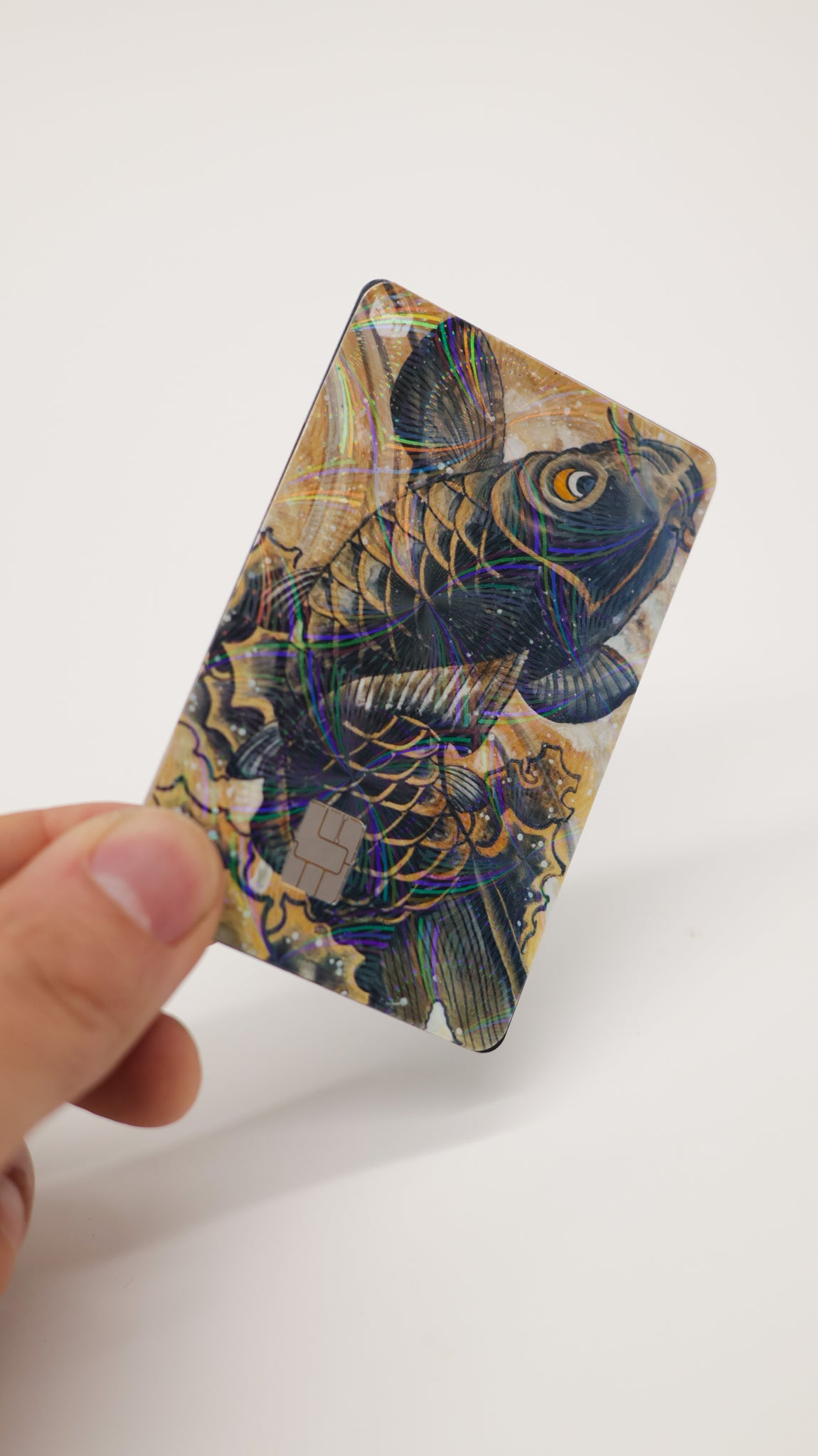"Black Koi" - Holographic Credit Card Cover