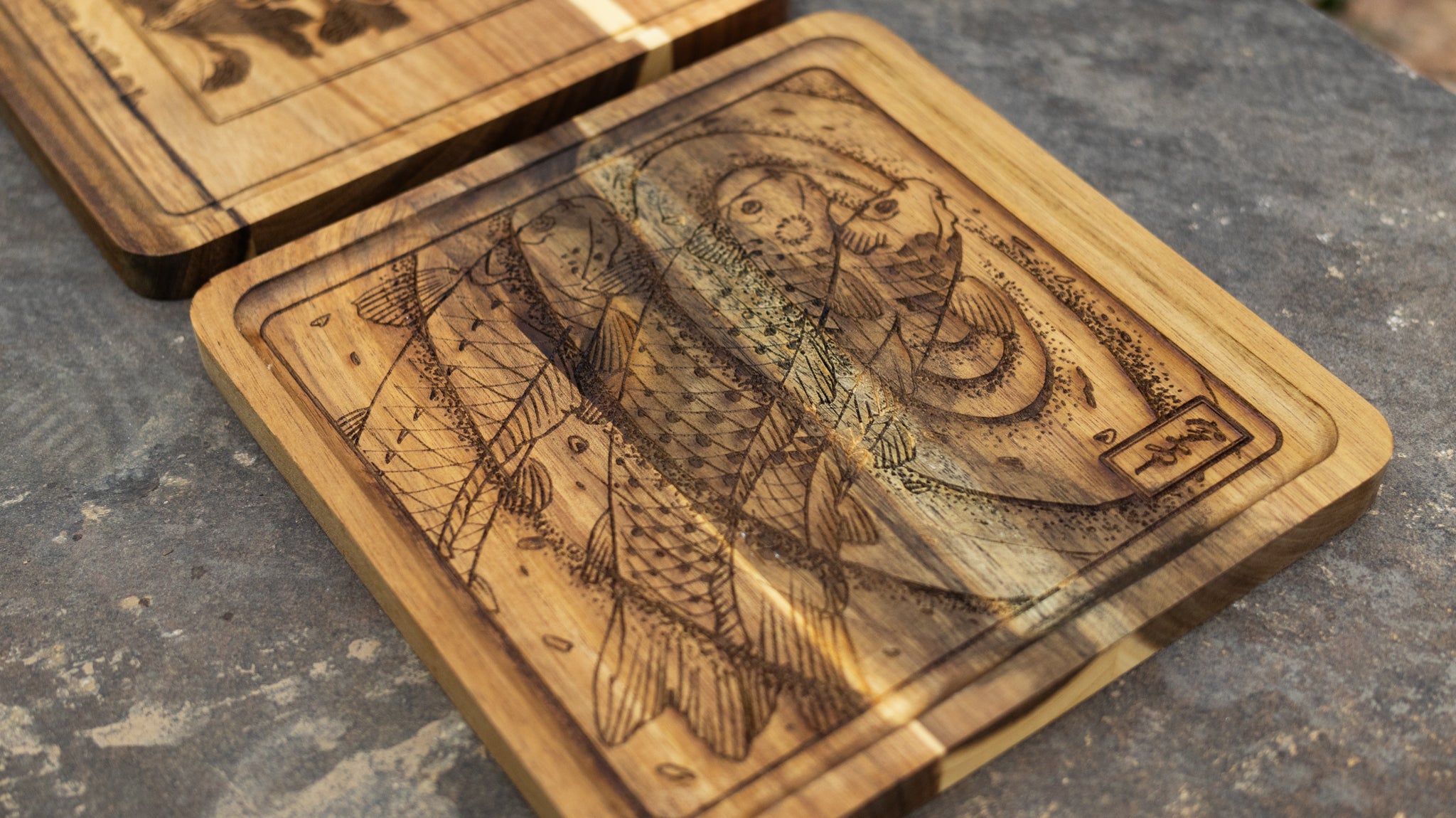 Three Koi - Wood Tray