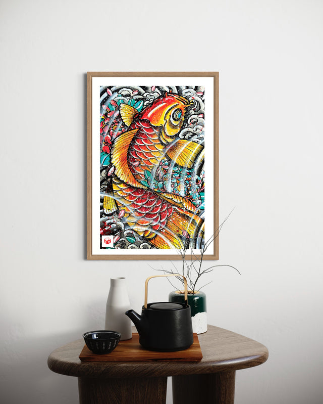 "Cafe Koi" - Holographic Fine Art Print