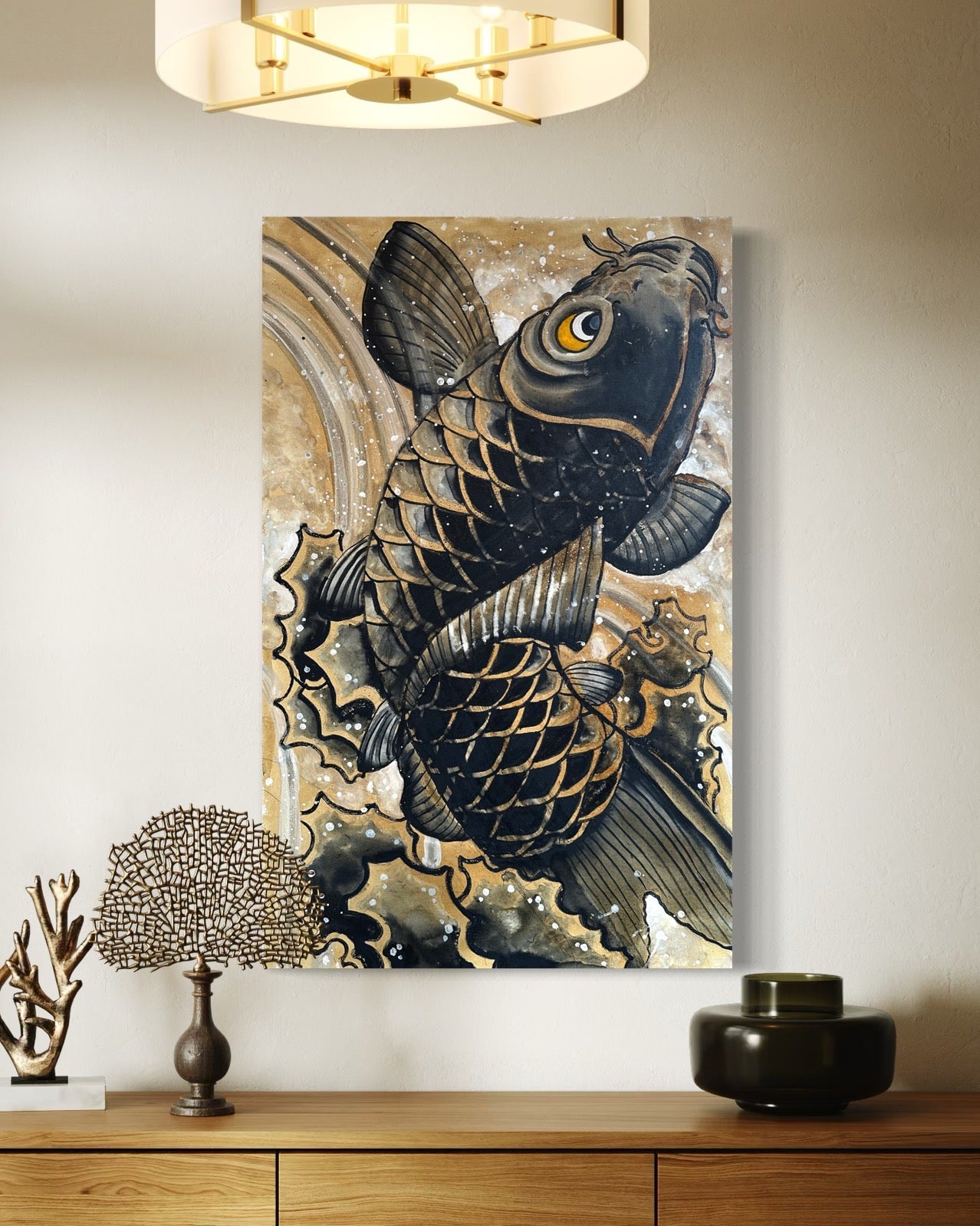 "Black Koi" Original Painting
