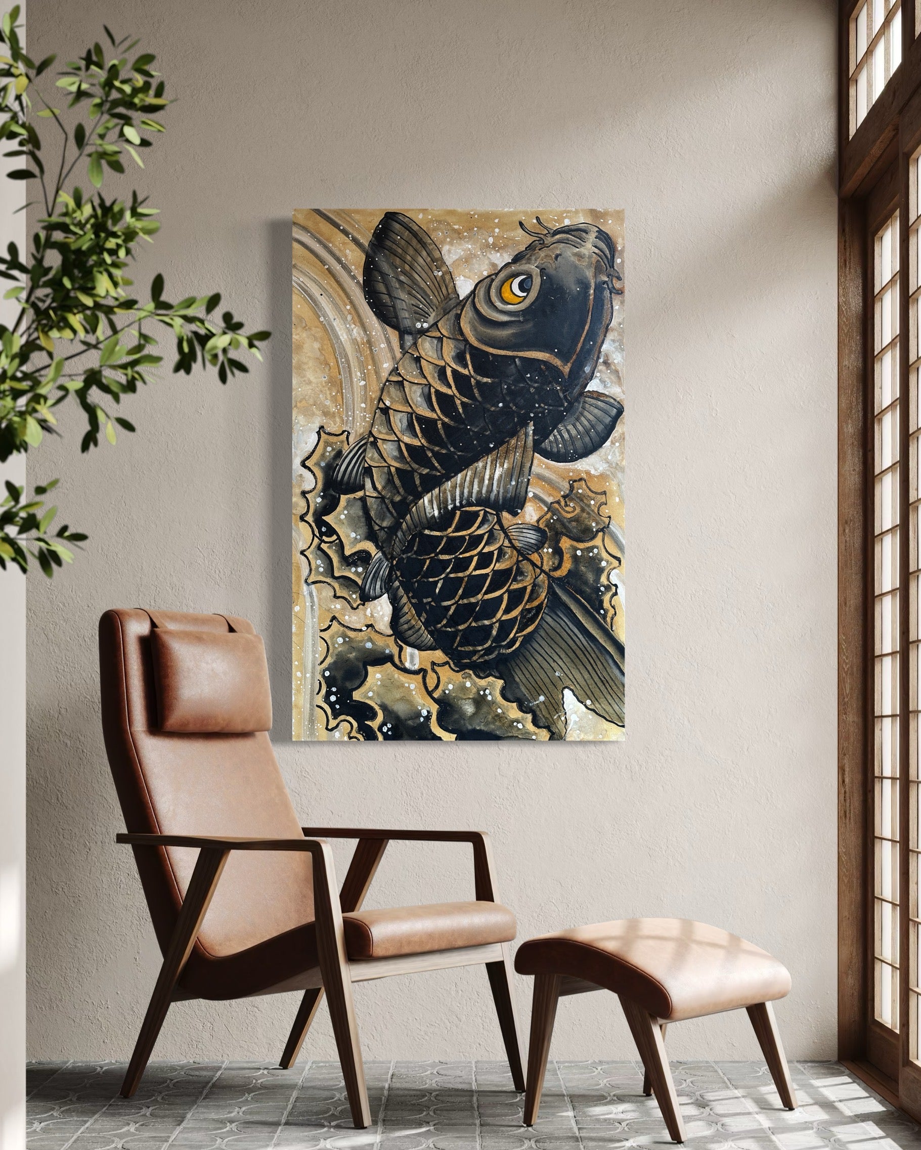 "Black Koi" Original Painting