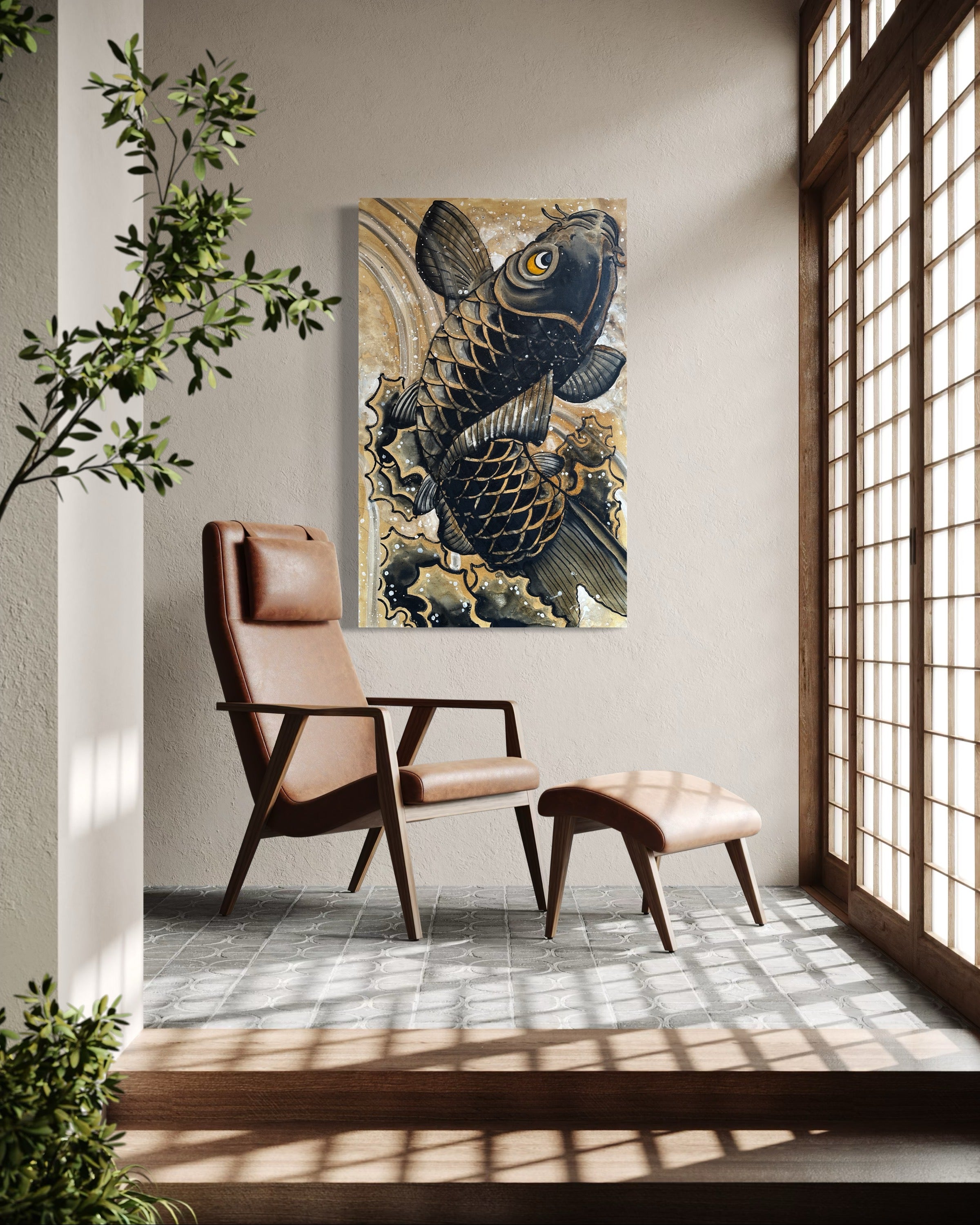 "Black Koi" Original Painting