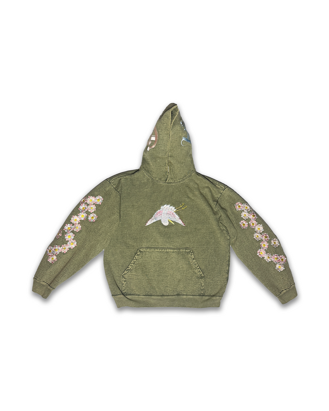 Matcha Blossom Embroidered Heavyweight Hoodie