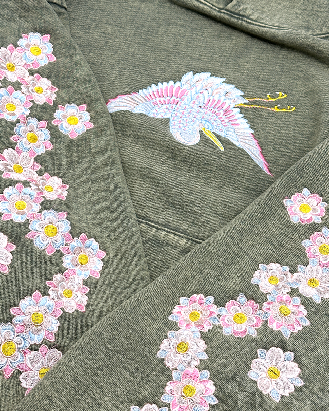Matcha Blossom Embroidered Heavyweight Hoodie