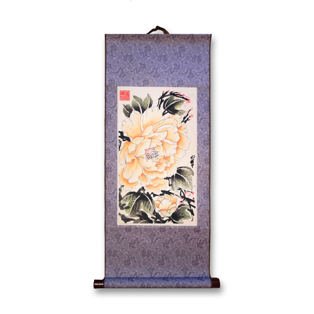 "Peony From Paris 2" Scroll on Rice Paper