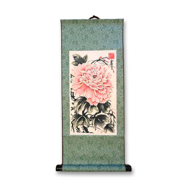 "Peony From Paris 3" Scroll on Rice Paper