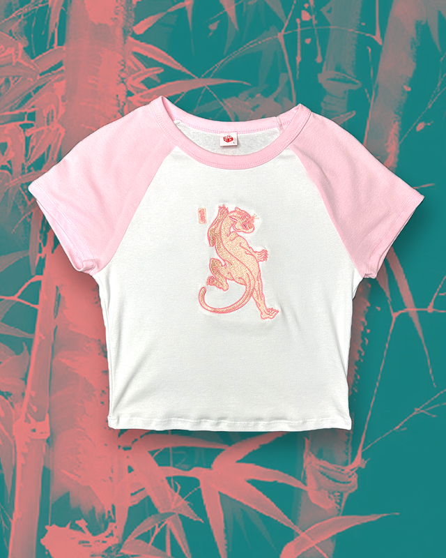Pink Panther Embroidered Baby Raglan Tee